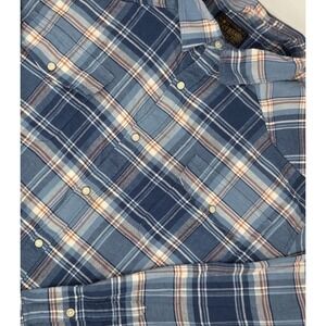 Lucky Brand Shirt Mens XXL 2XL Blue Plaid Pearl Snap Flannel Button Up Western